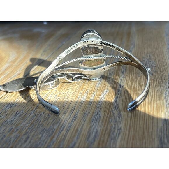 Vintage Sterling Native Mother of Pearl Slave Bracelet Cuff Chain Size 7 Ring - Picture 8 of 16